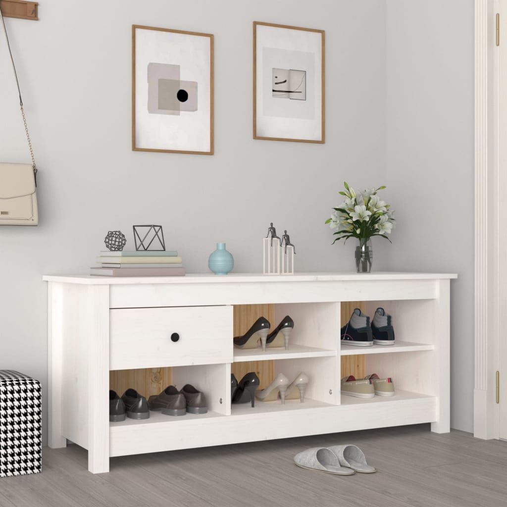 skoreol 110x38x45,5 cm massivt fyrretræ hvid