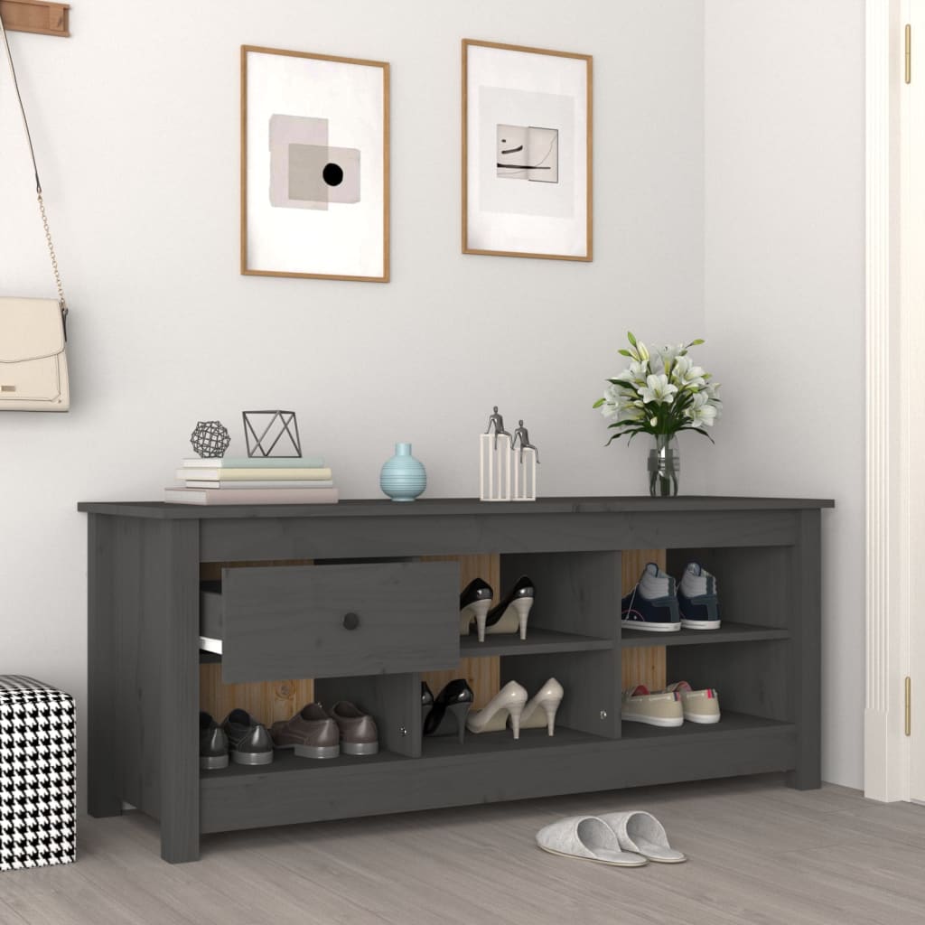 skoreol 110x38x45,5 cm massivt fyrretræ grå