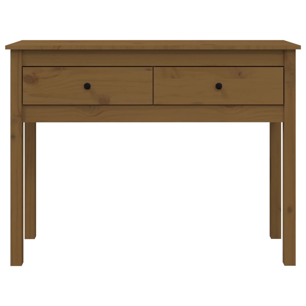 konsolbord 100x35x75 cm massivt fyrretræ gyldenbrun