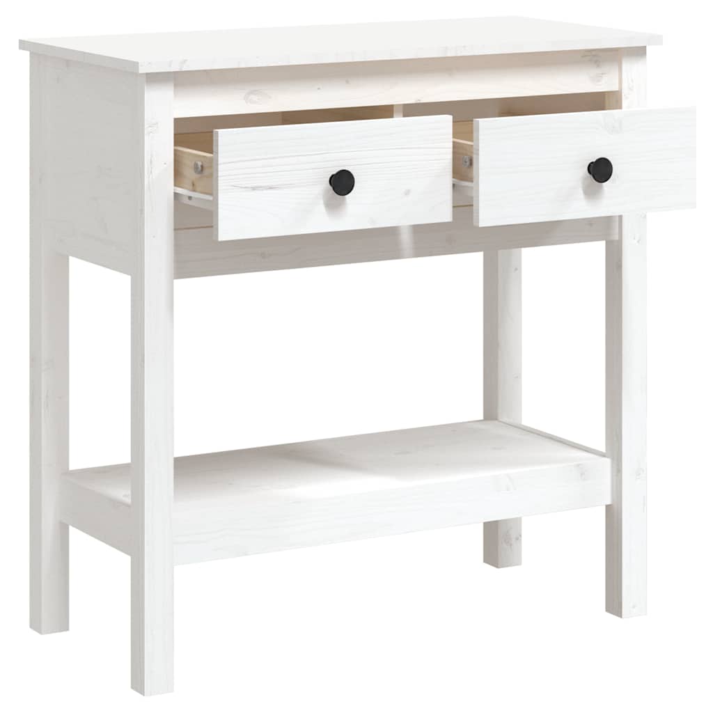 konsolbord 75x35x75 cm massivt fyrretræ hvid
