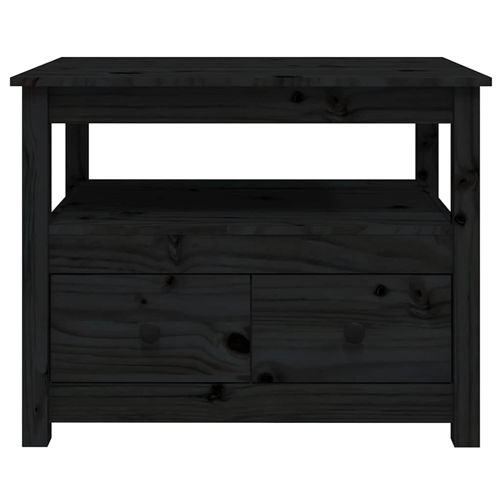 sofabord 71x49x55 cm massivt fyrretræ sort