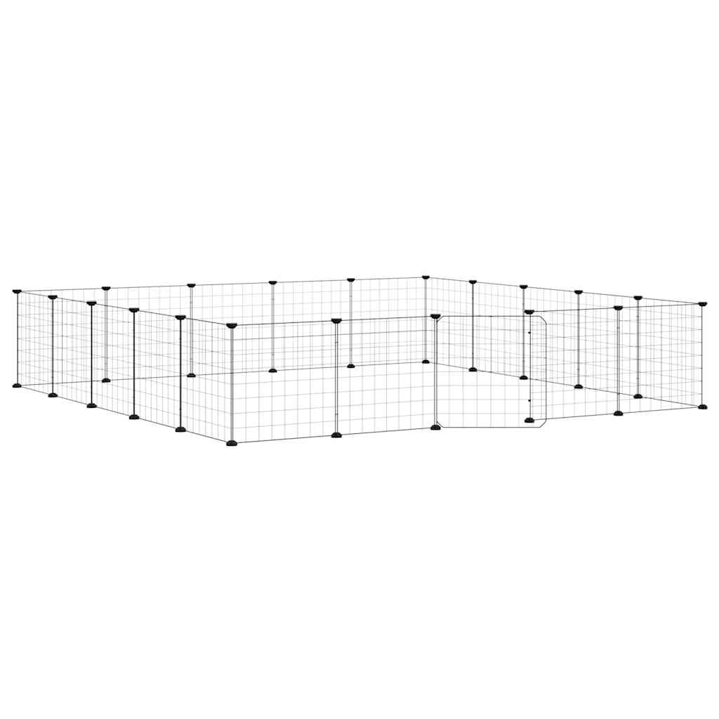 20-panels kæledyrsindhegning med låge 175x175x35 cm stål sort