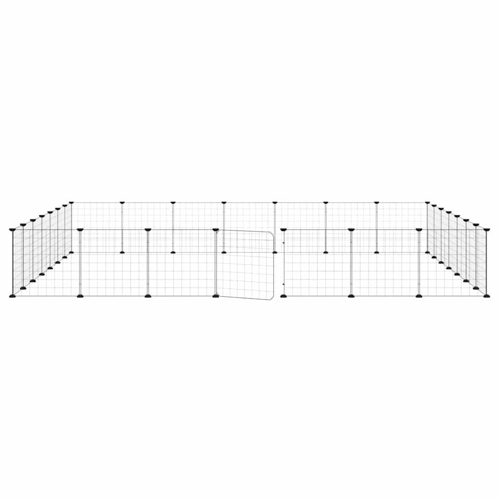 28-panels kæledyrsindhegning med låge 245x245x35 cm stål sort