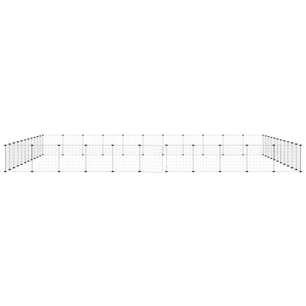44-panels kæledyrsindhegning med låge 385x385x35 cm stål sort