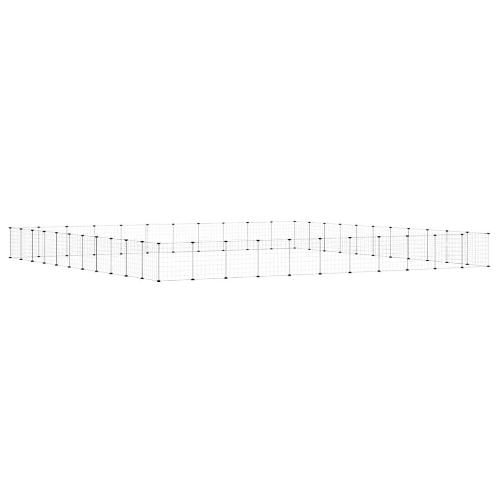 44-panels kæledyrsindhegning med låge 385x385x35 cm stål sort