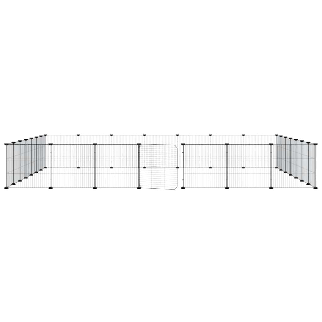 28-panels kæledyrsindhegning med låge 245x245x35 cm stål sort