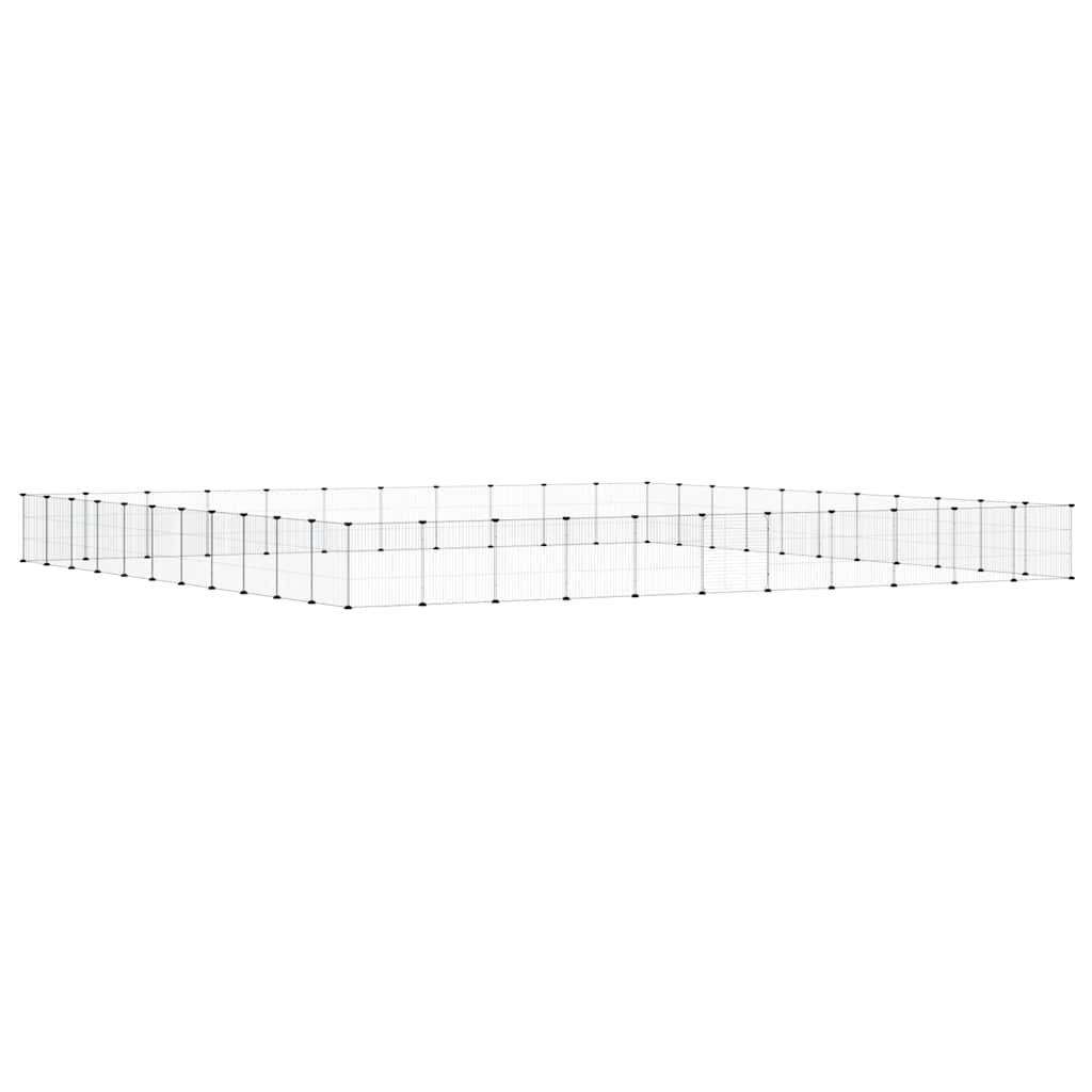 44-panels kæledyrsindhegning med låge 385x385x35 cm stål sort