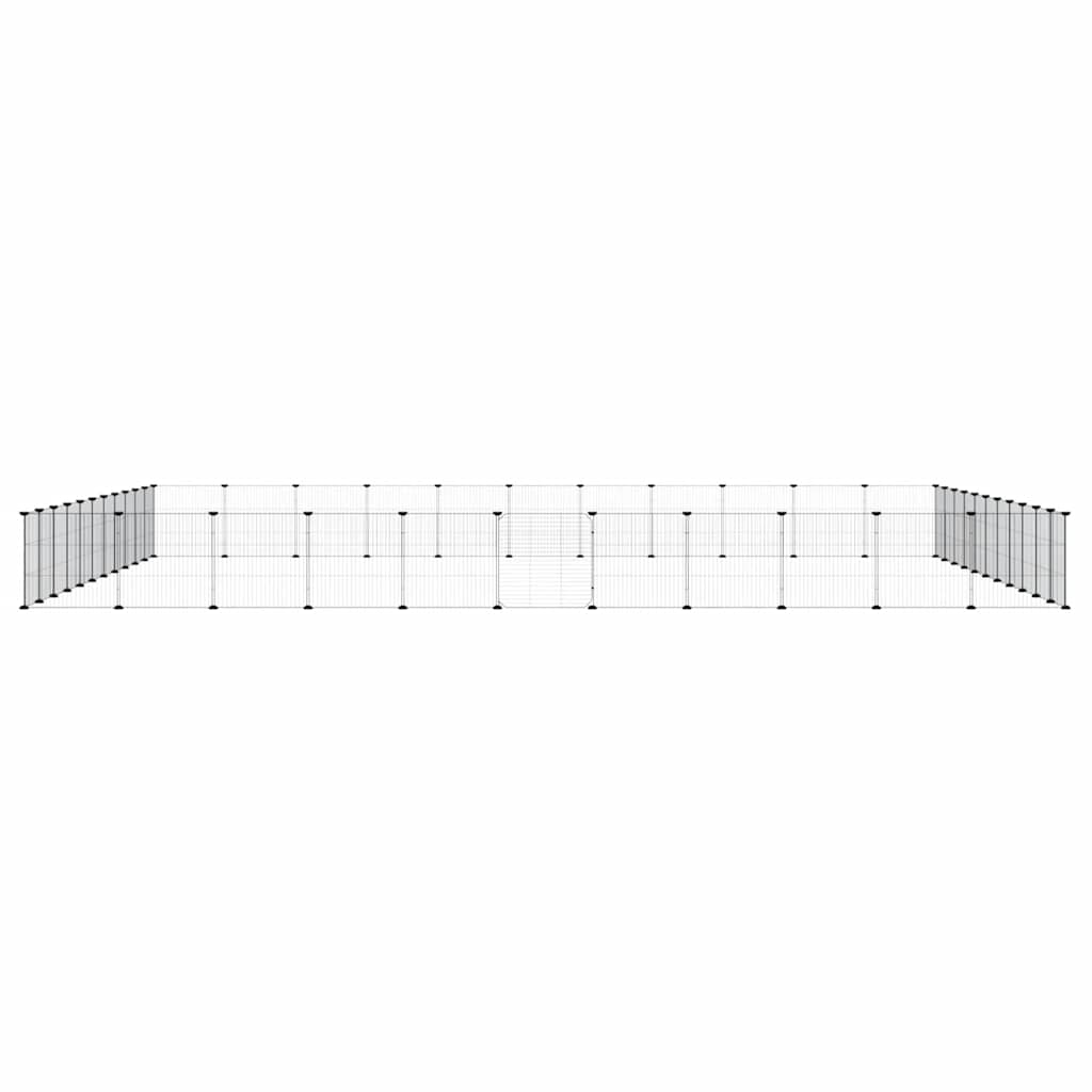 44-panels kæledyrsindhegning med låge 385x385x35 cm stål sort