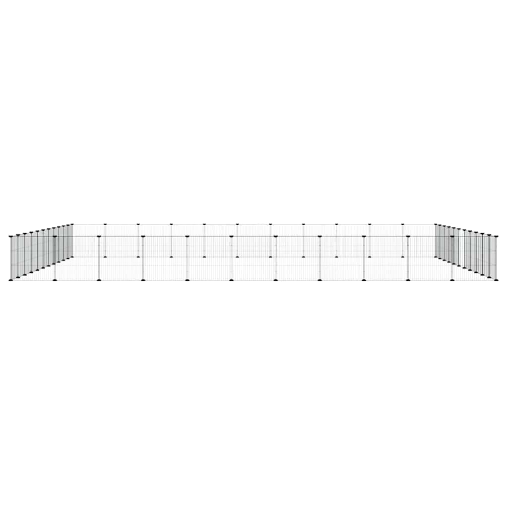 44-panels kæledyrsindhegning med låge 385x385x35 cm stål sort