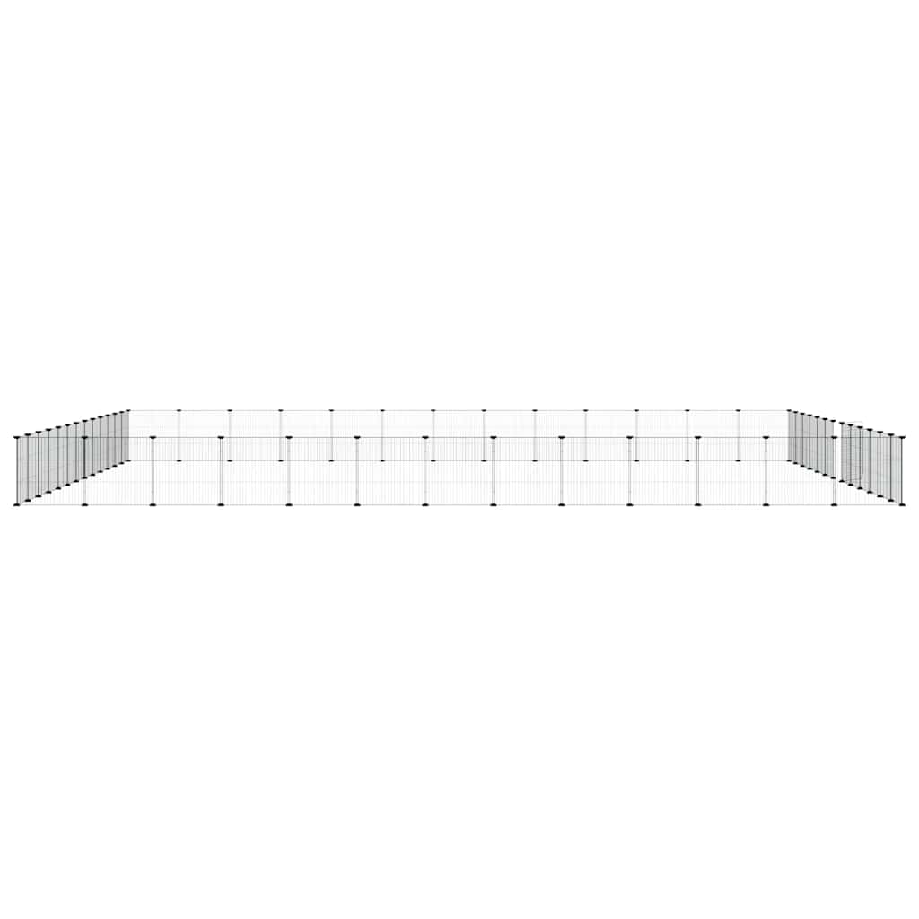 52-panels kæledyrsindhegning med låge 455x455x35 cm stål sort