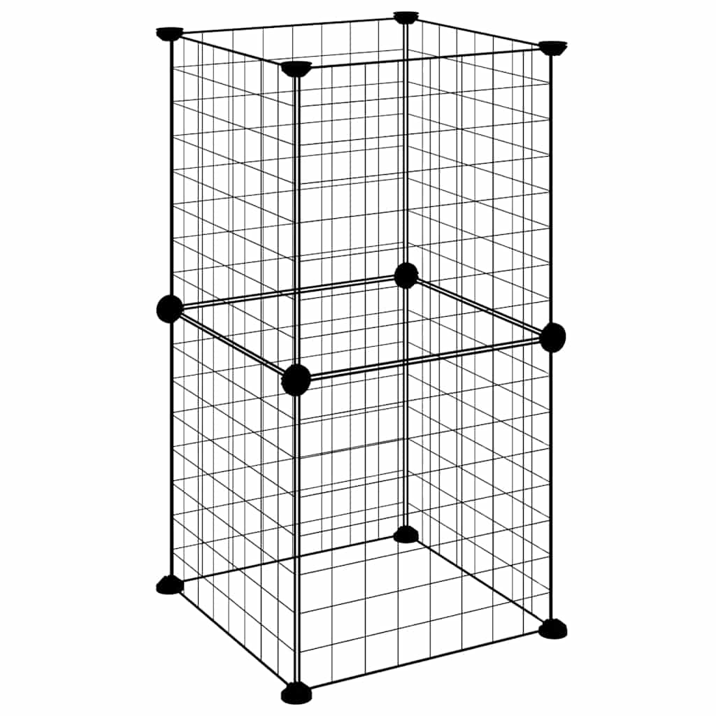8-panels kæledyrsindhegning 35x35x70 cm stål sort