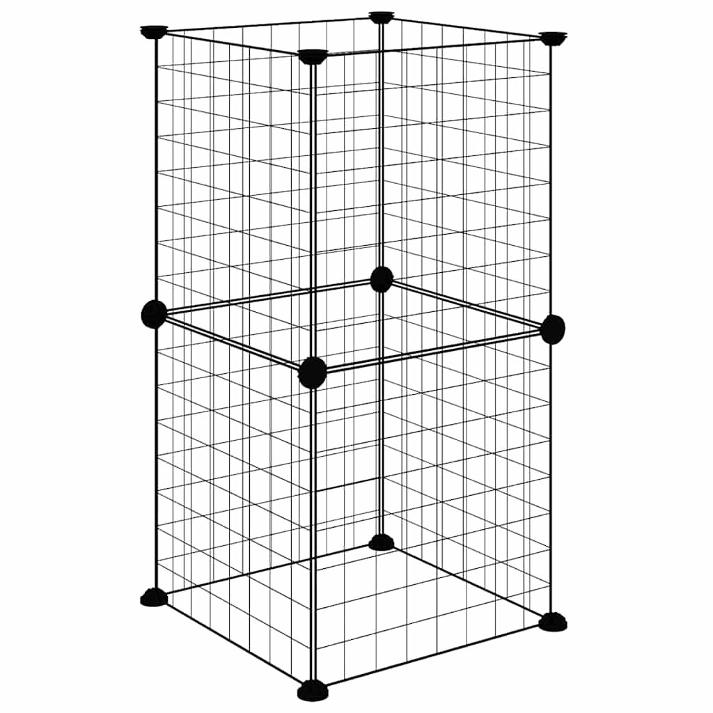 8-panels kæledyrsindhegning 35x35x70 cm stål sort