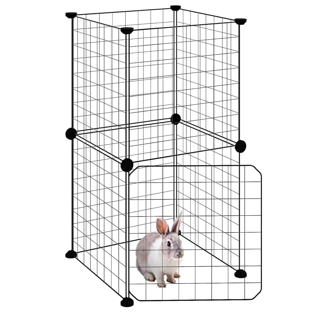 8-panels kæledyrsindhegning med låge 35x35x70 cm stål sort