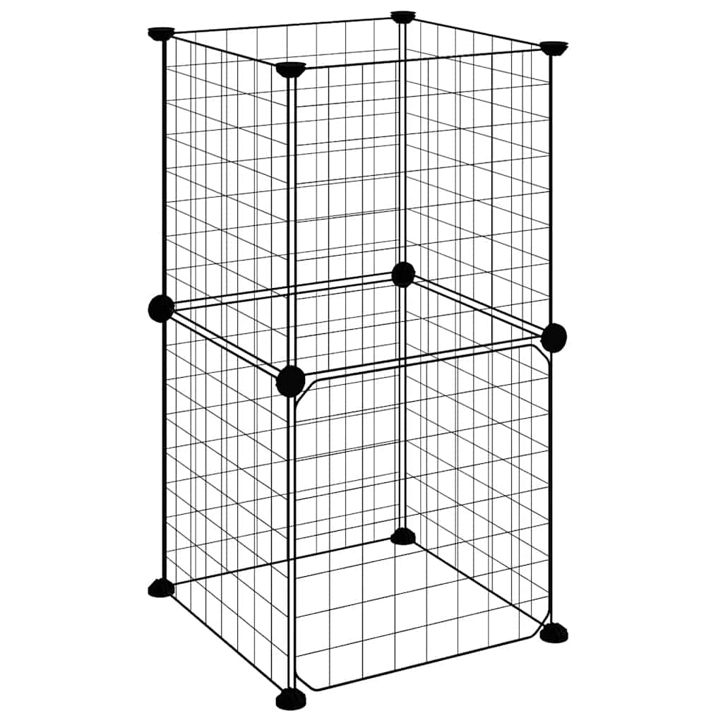 8-panels kæledyrsindhegning med låge 35x35x70 cm stål sort