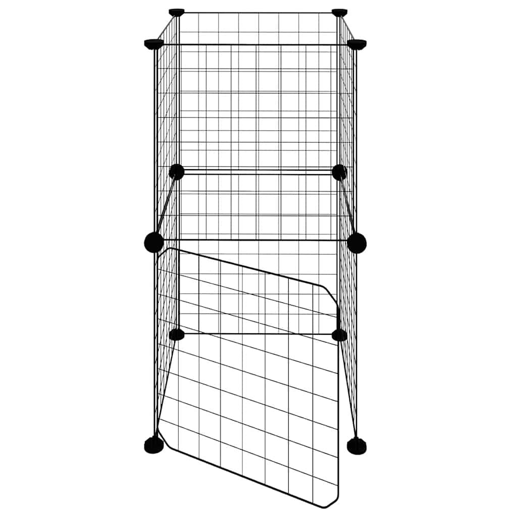 8-panels kæledyrsindhegning med låge 35x35x70 cm stål sort