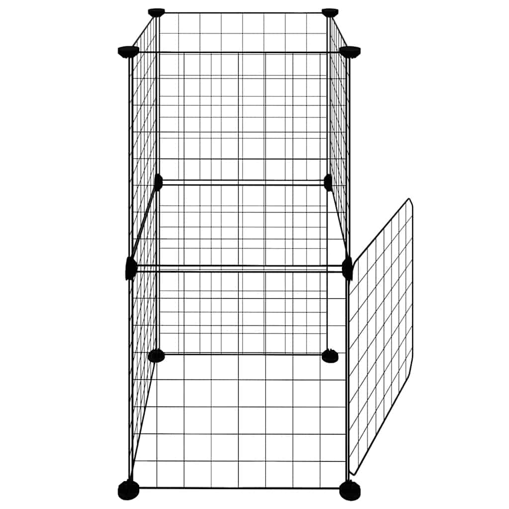 8-panels kæledyrsindhegning med låge 35x35x70 cm stål sort