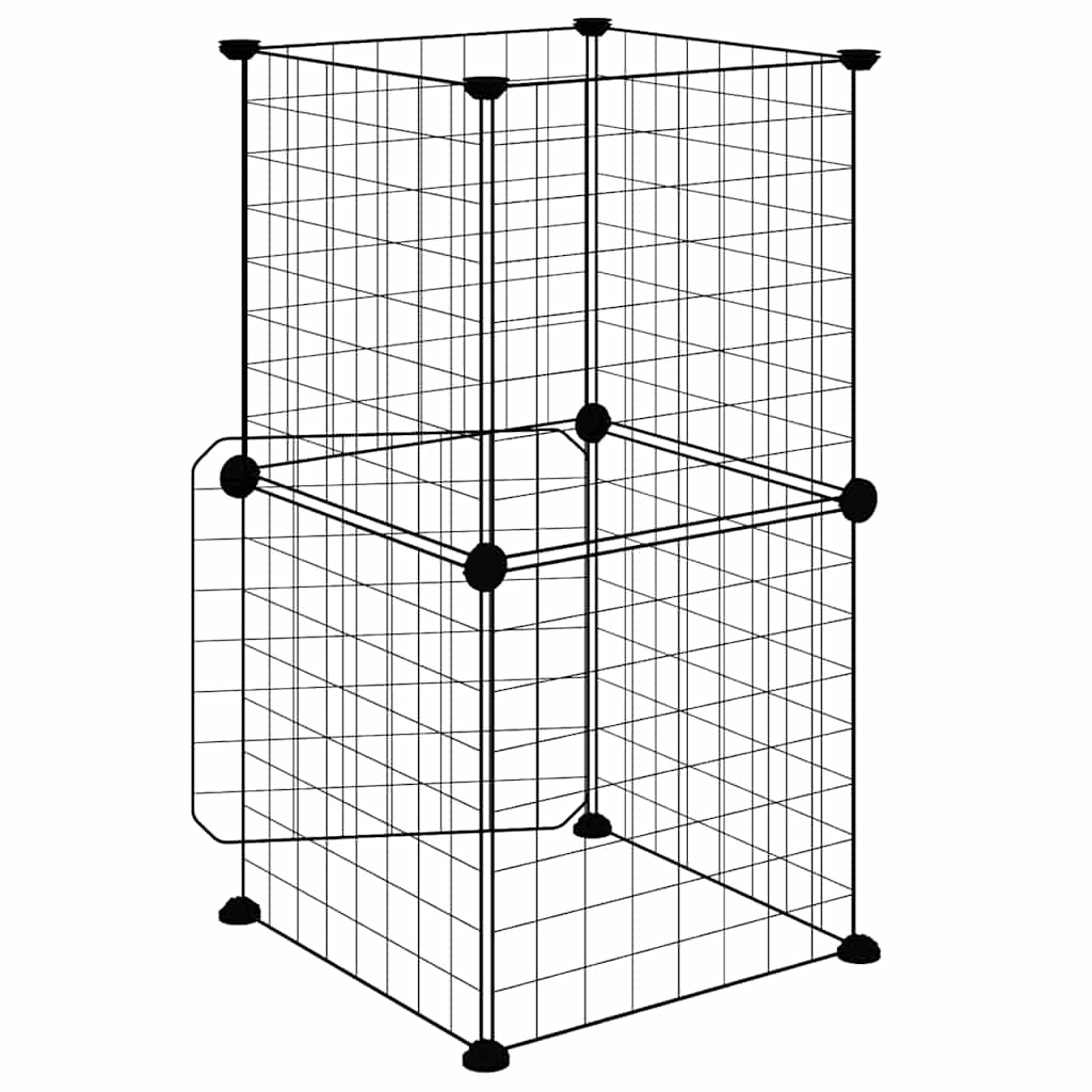 8-panels kæledyrsindhegning med låge 35x35x70 cm stål sort