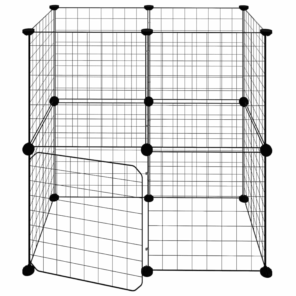 12-panels kæledyrsindhegning med låge 70x35x70 cm stål sort
