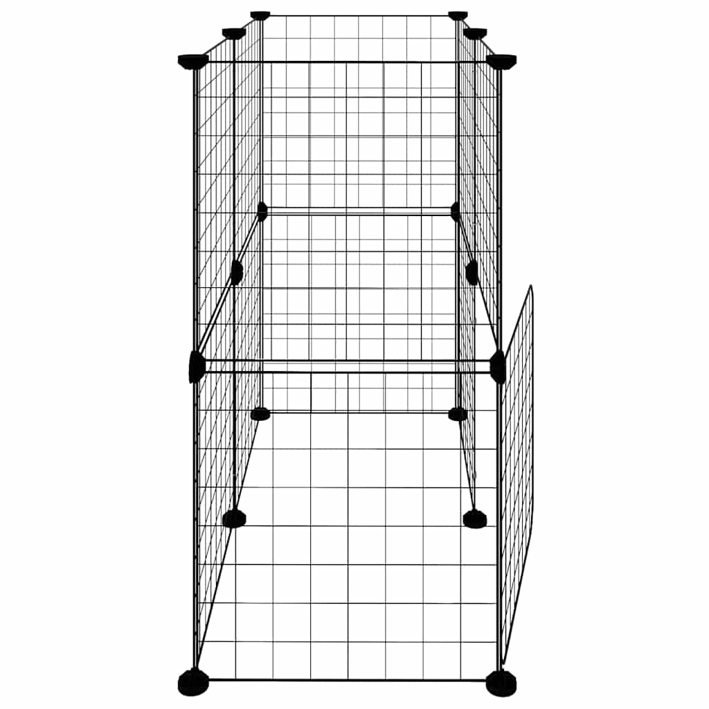 12-panels kæledyrsindhegning med låge 70x35x70 cm stål sort
