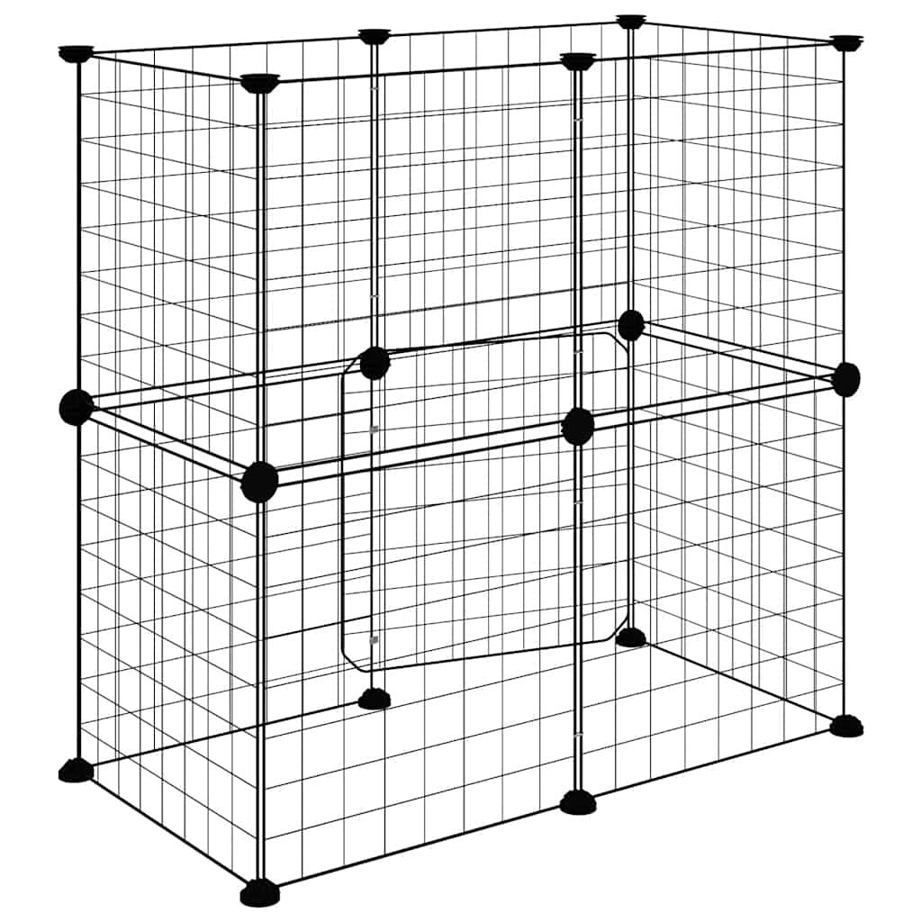 12-panels kæledyrsindhegning med låge 70x35x70 cm stål sort