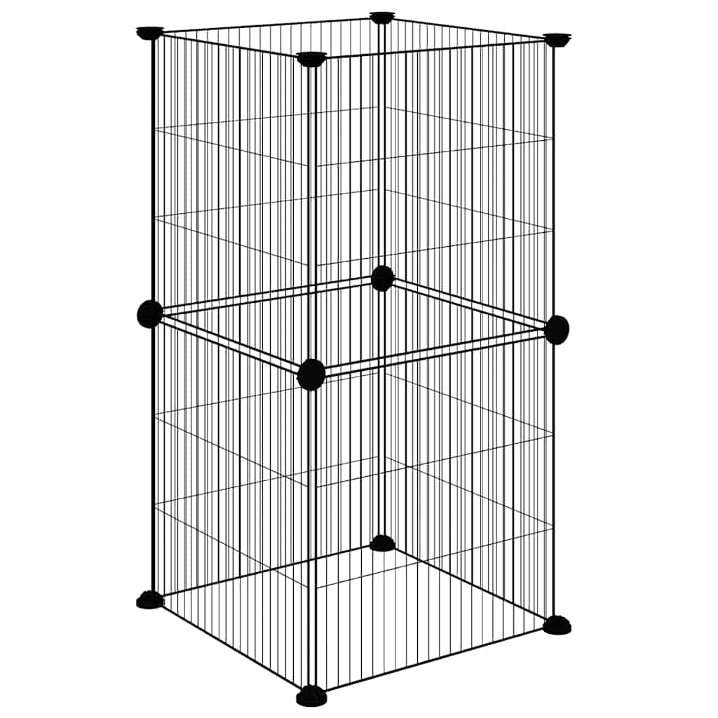 8-panels kæledyrsindhegning 35x35x70 cm stål sort