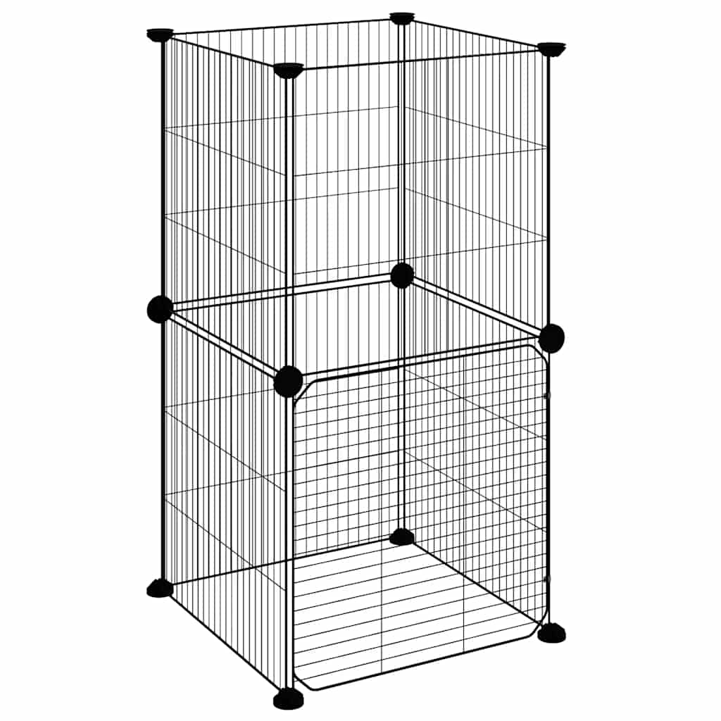 8-panels kæledyrsindhegning med låge 35x35x70 cm stål sort