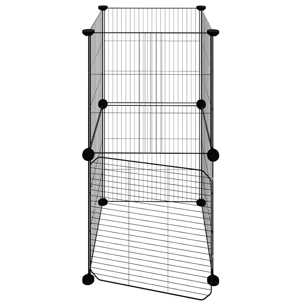 8-panels kæledyrsindhegning med låge 35x35x70 cm stål sort