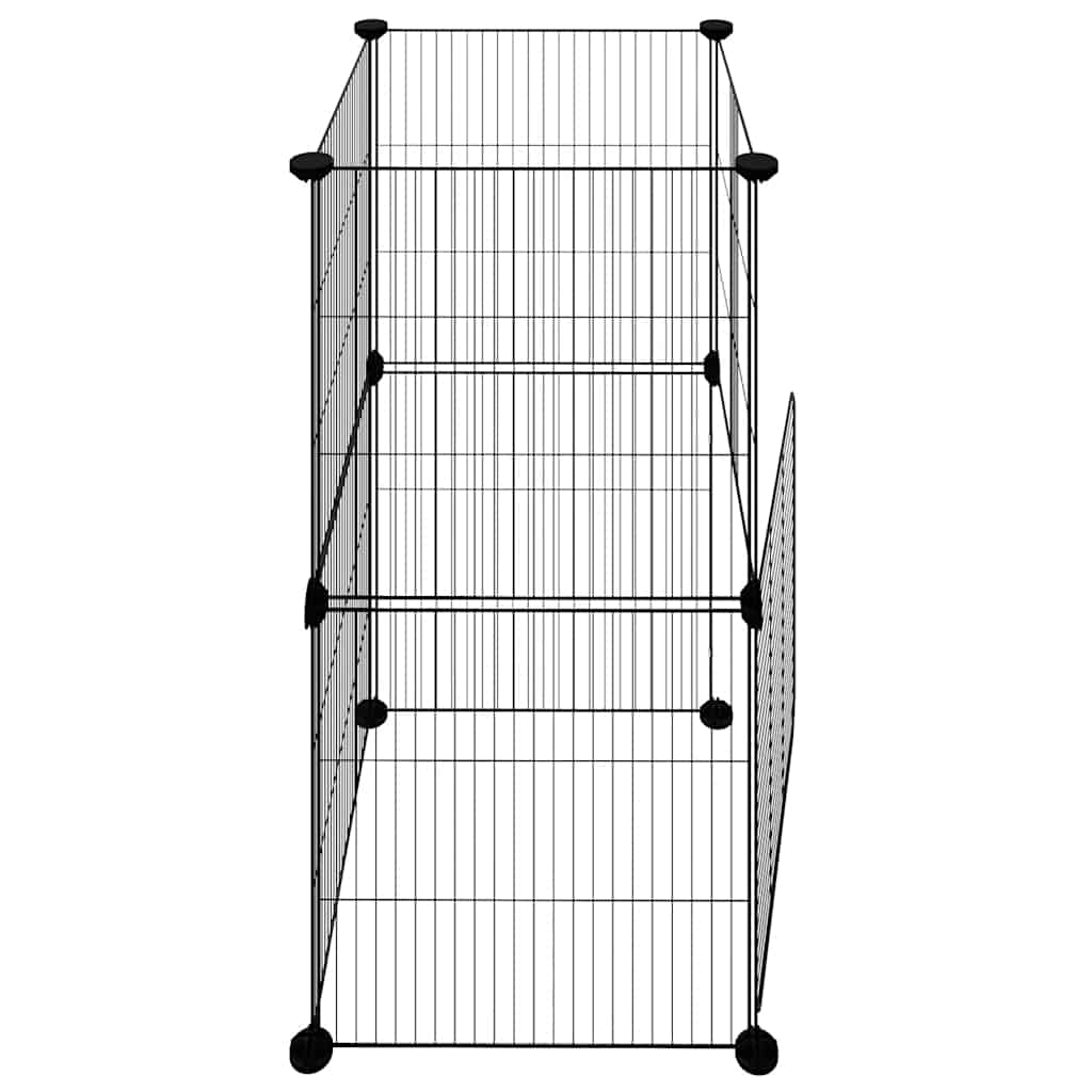 8-panels kæledyrsindhegning med låge 35x35x70 cm stål sort