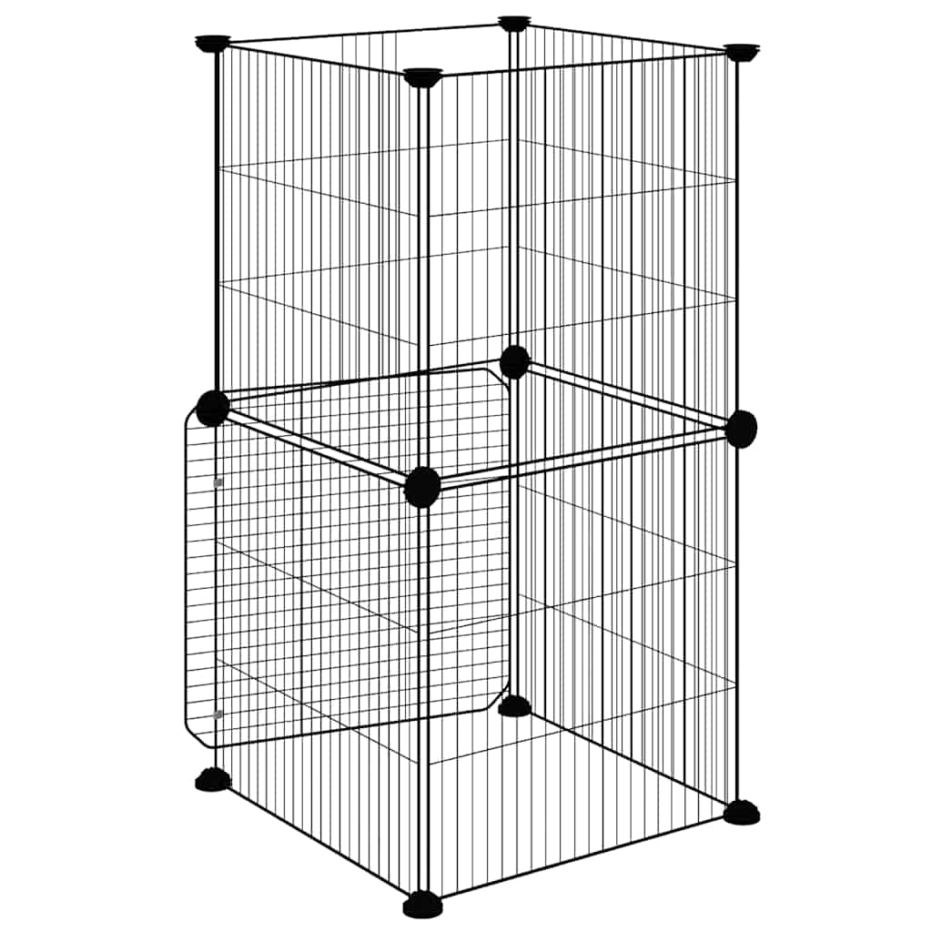 8-panels kæledyrsindhegning med låge 35x35x70 cm stål sort