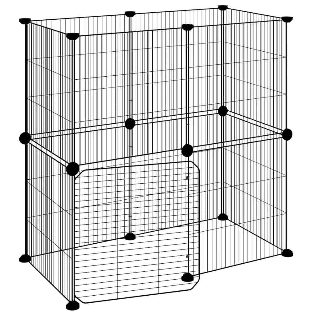 12-panels kæledyrsindhegning med låge 70x35x70 cm stål sort