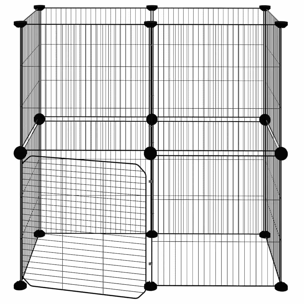 12-panels kæledyrsindhegning med låge 70x35x70 cm stål sort