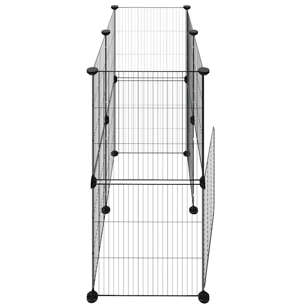 12-panels kæledyrsindhegning med låge 70x35x70 cm stål sort
