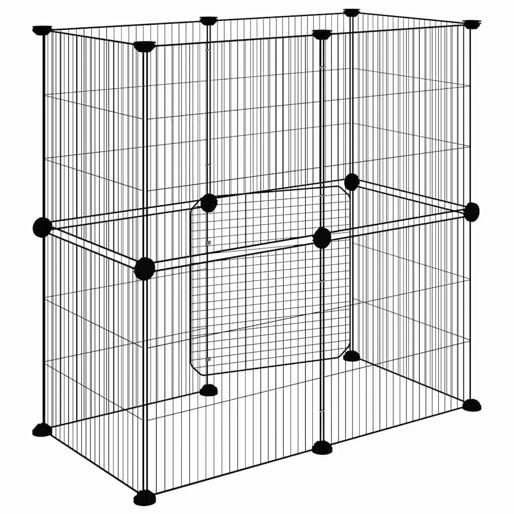 12-panels kæledyrsindhegning med låge 70x35x70 cm stål sort