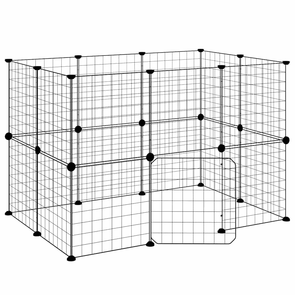 20-panels kæledyrsindhegning med låge 105x70x70 cm stål sort