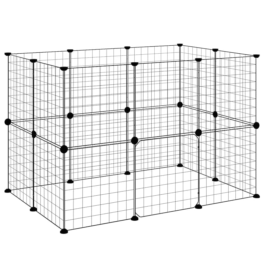20-panels kæledyrsindhegning med låge 105x70x70 cm stål sort