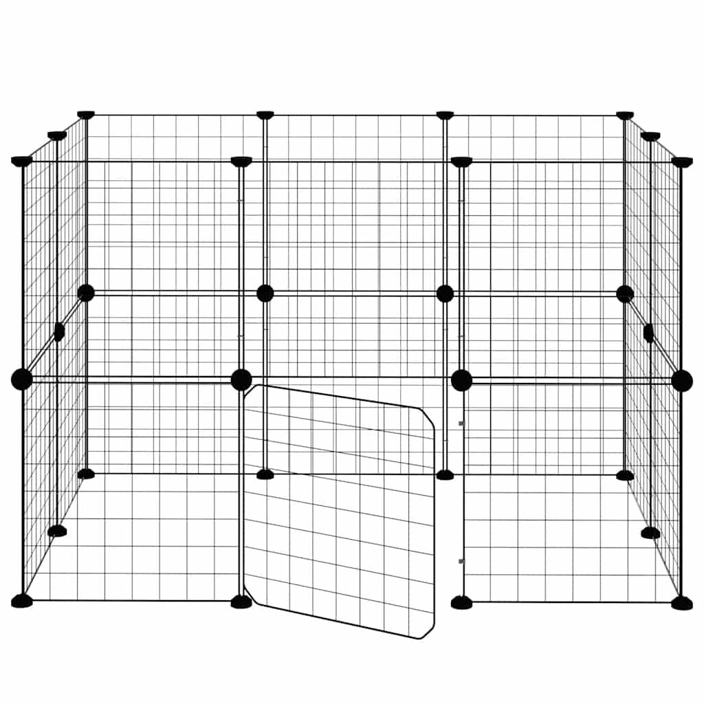 20-panels kæledyrsindhegning med låge 105x70x70 cm stål sort