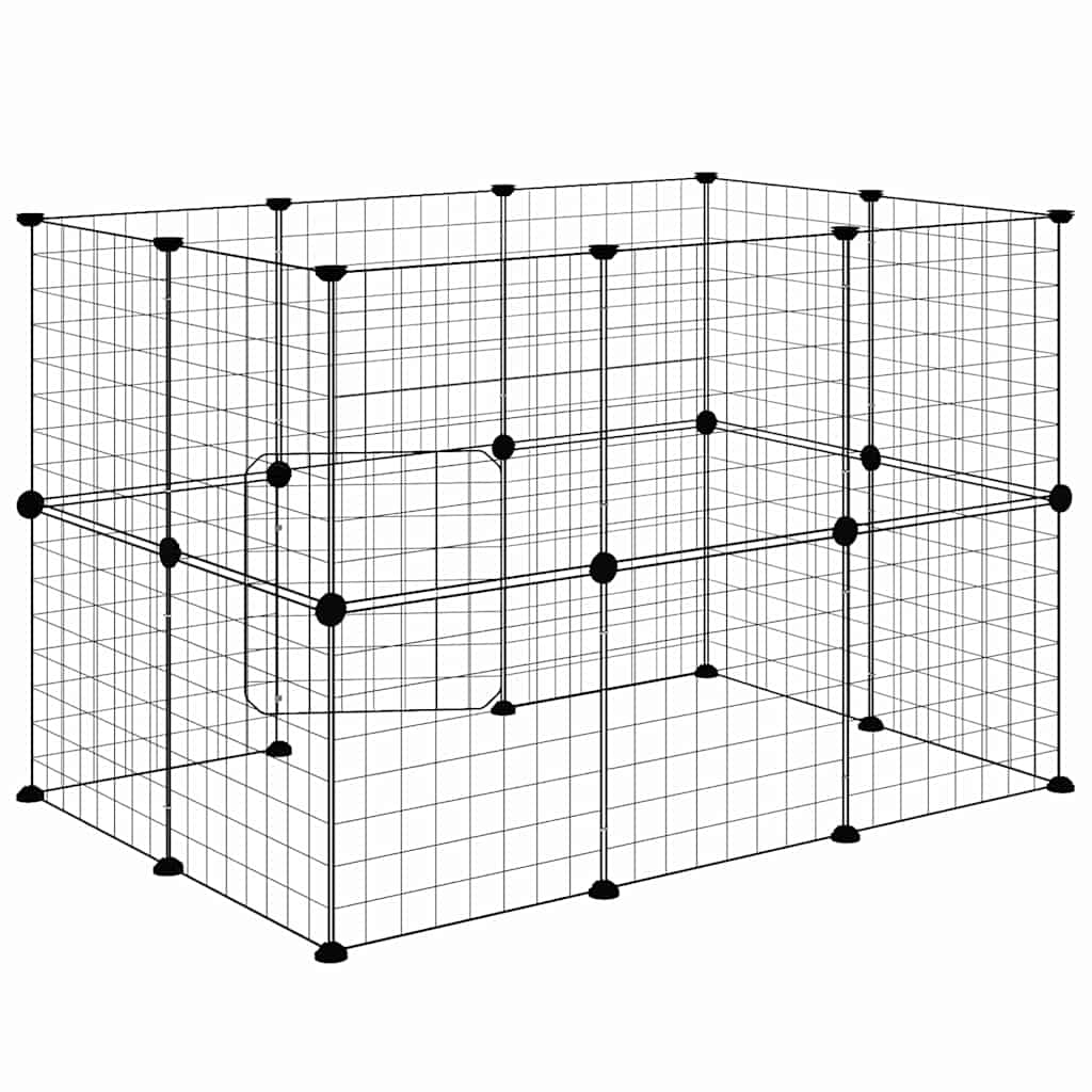20-panels kæledyrsindhegning med låge 105x70x70 cm stål sort