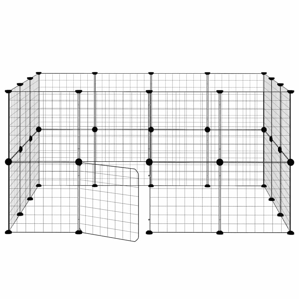 28-panels kæledyrsindhegning med låge 140x105x70 cm stål sort