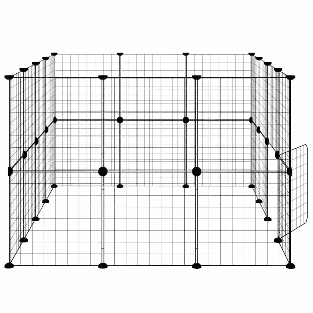 28-panels kæledyrsindhegning med låge 140x105x70 cm stål sort