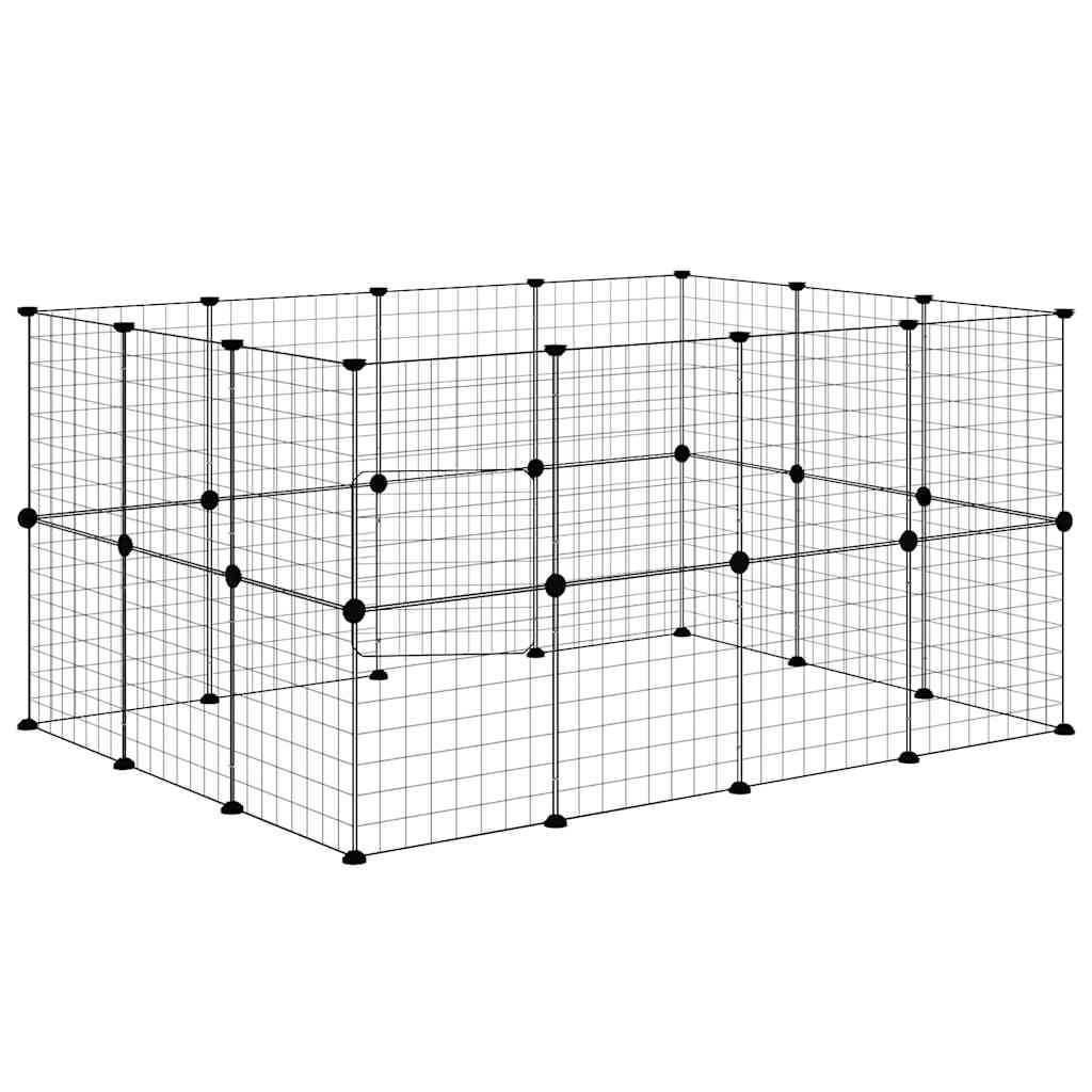 28-panels kæledyrsindhegning med låge 140x105x70 cm stål sort