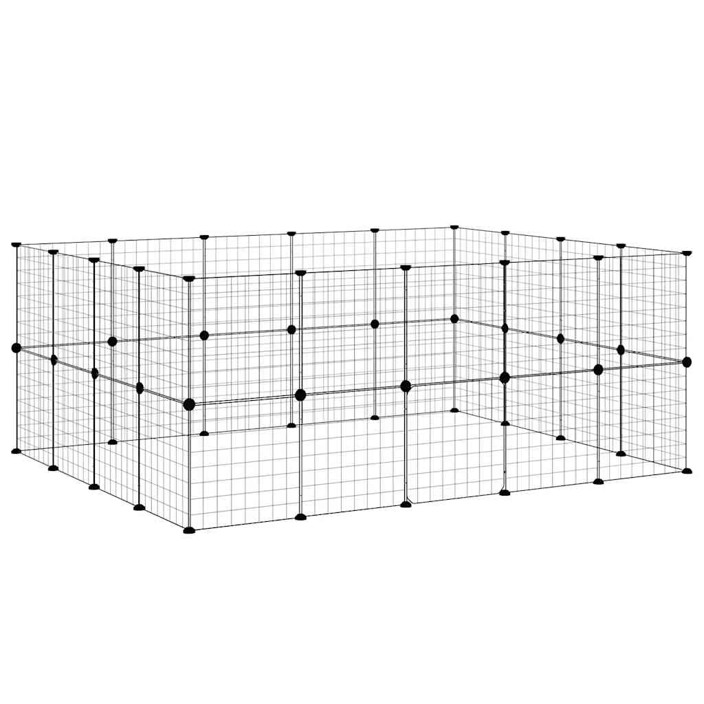 36-panels kæledyrsindhegning med låge 175x140x70 cm stål sort