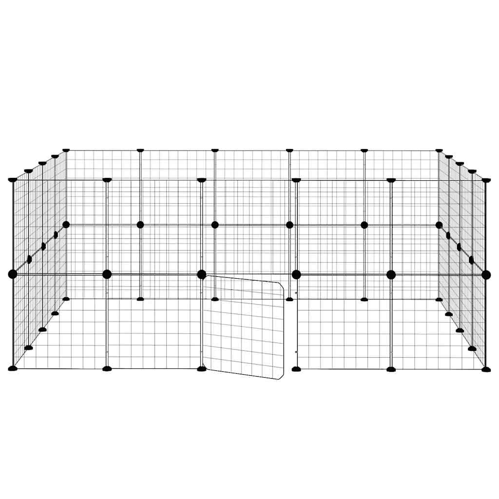 36-panels kæledyrsindhegning med låge 175x140x70 cm stål sort