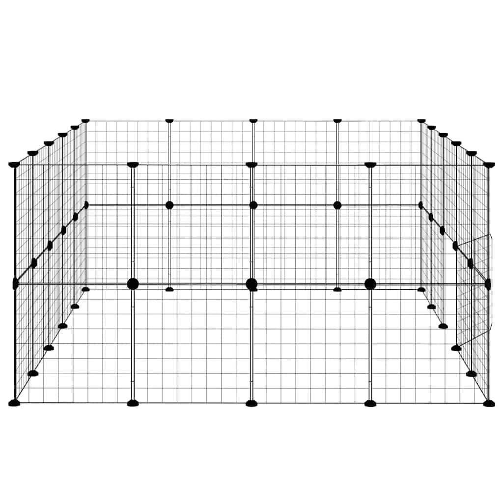 36-panels kæledyrsindhegning med låge 175x140x70 cm stål sort