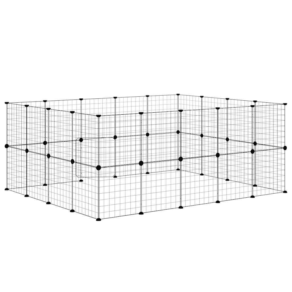 36-panels kæledyrsindhegning med låge 175x140x70 cm stål sort