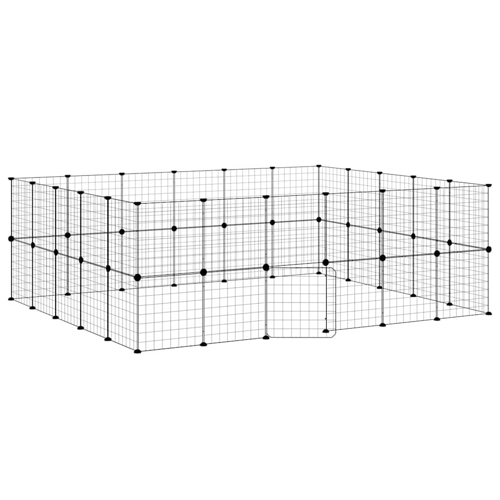 44-panels kæledyrsindhegning med låge 210x175x70 cm stål sort