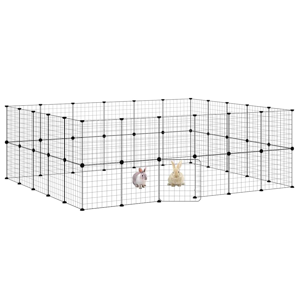 44-panels kæledyrsindhegning med låge 210x175x70 cm stål sort