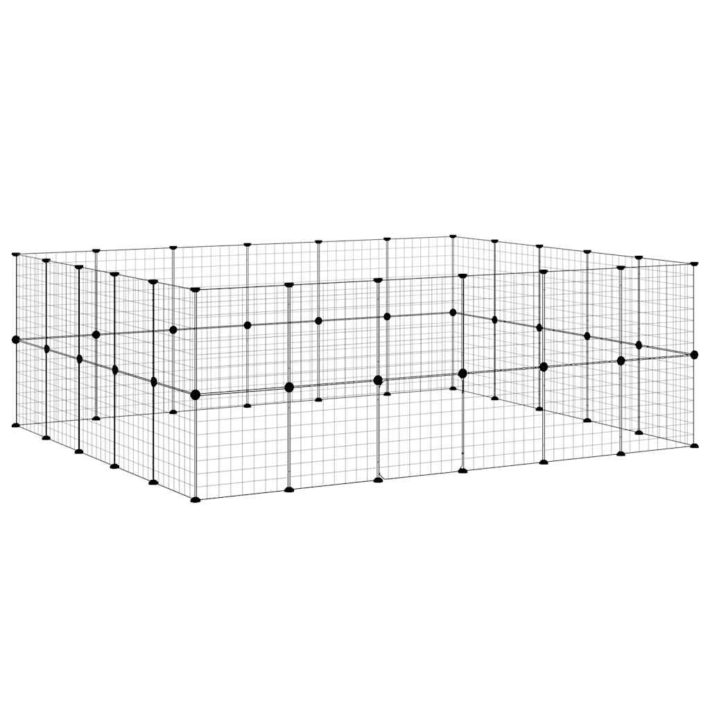 44-panels kæledyrsindhegning med låge 210x175x70 cm stål sort
