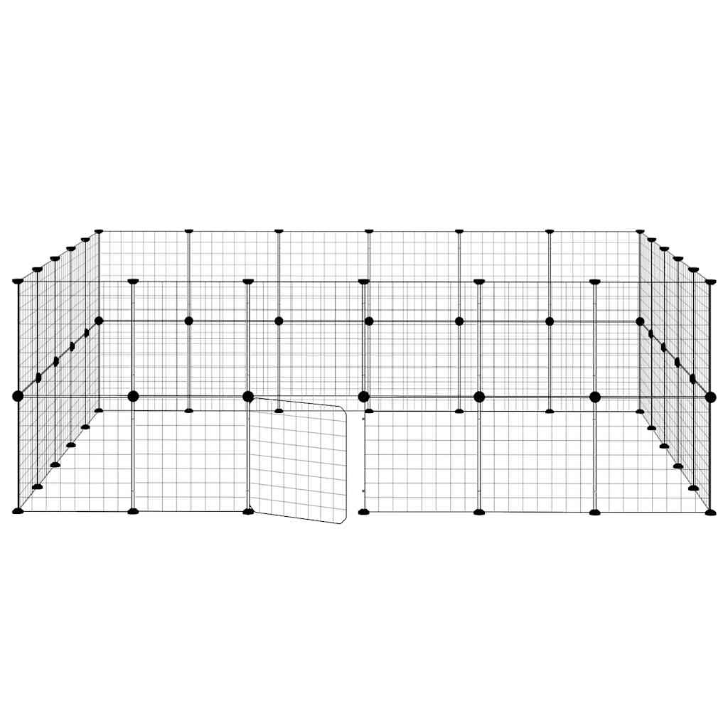 44-panels kæledyrsindhegning med låge 210x175x70 cm stål sort
