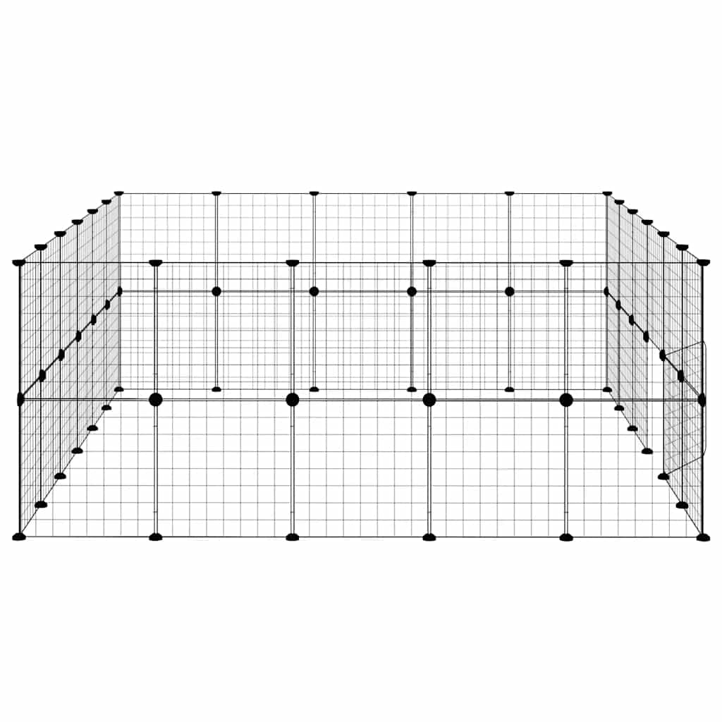 44-panels kæledyrsindhegning med låge 210x175x70 cm stål sort