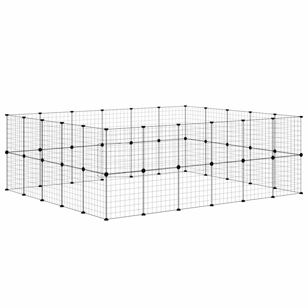 44-panels kæledyrsindhegning med låge 210x175x70 cm stål sort
